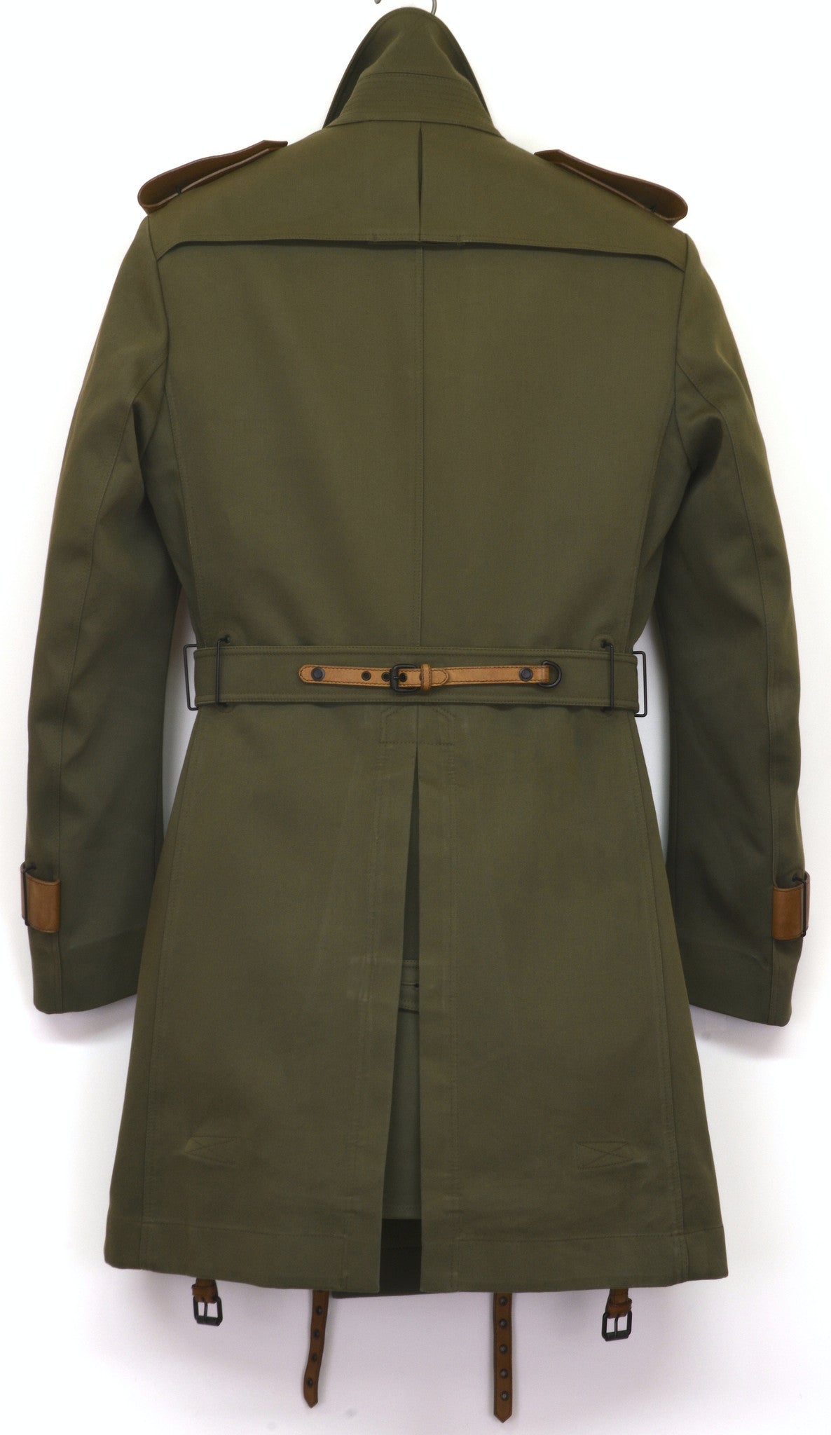 2011 Bonded Twill Biker Trench Coat with Leather and Metal Details