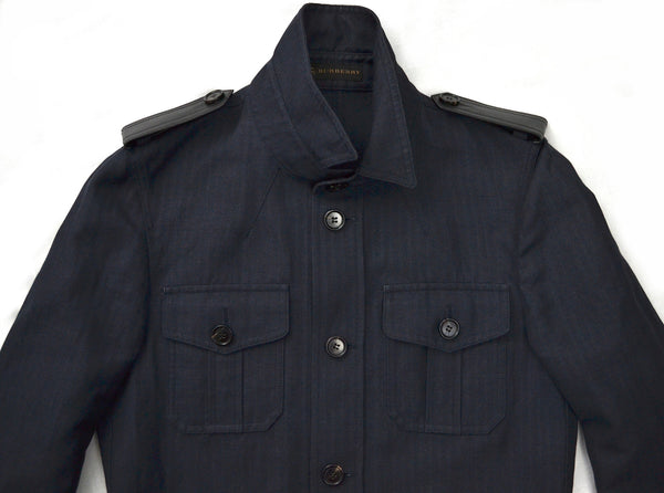 2006 Herringbone Twill Military Jacket with Leather Epaulettes