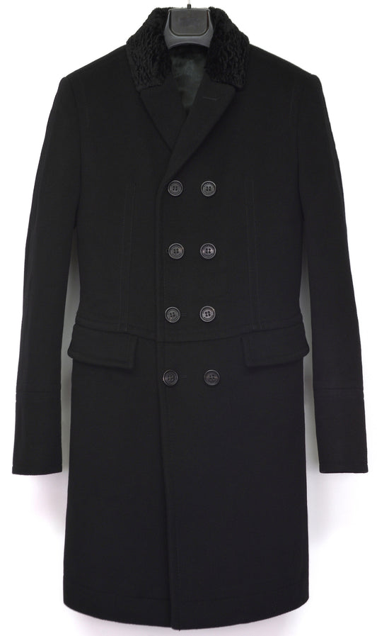 2011 Sartorial Top Coat with Shearling Collar and Pleated Back