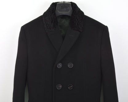 2011 Sartorial Top Coat with Shearling Collar and Pleated Back