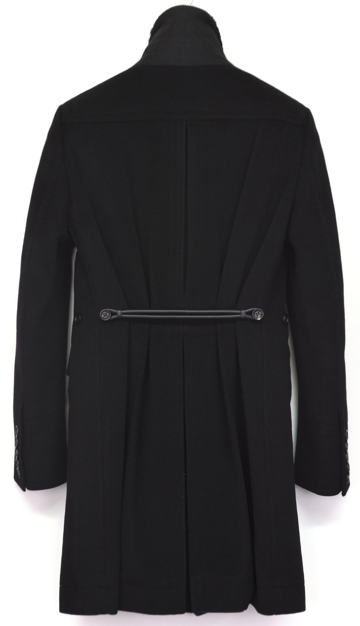 2011 Sartorial Top Coat with Shearling Collar and Pleated Back