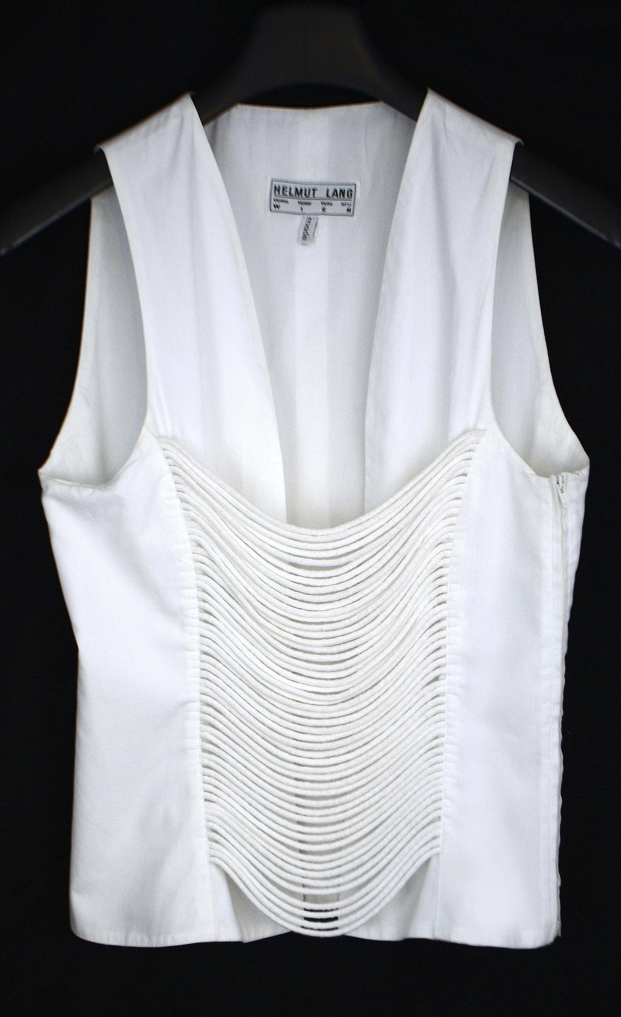 1992 Tailored Sleeveless Top with Open Laced Front