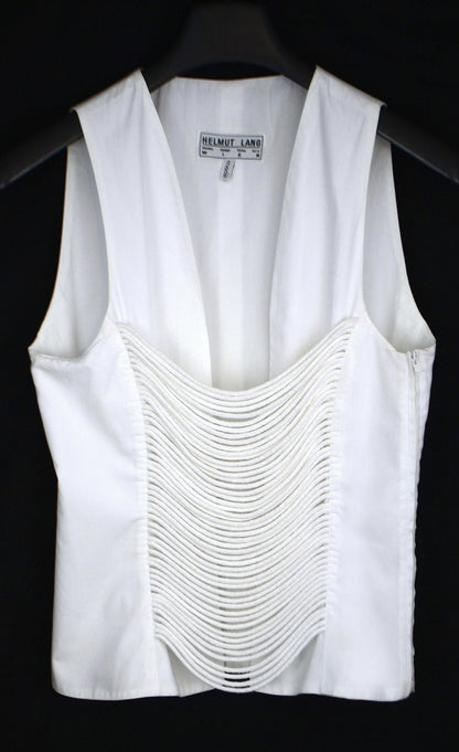 1992 Tailored Sleeveless Top with Open Laced Front