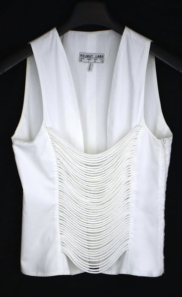1992 Tailored Sleeveless Top with Open Laced Front