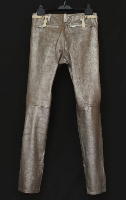 1999 Platinum-Printed Lamb Leather Biker Trousers