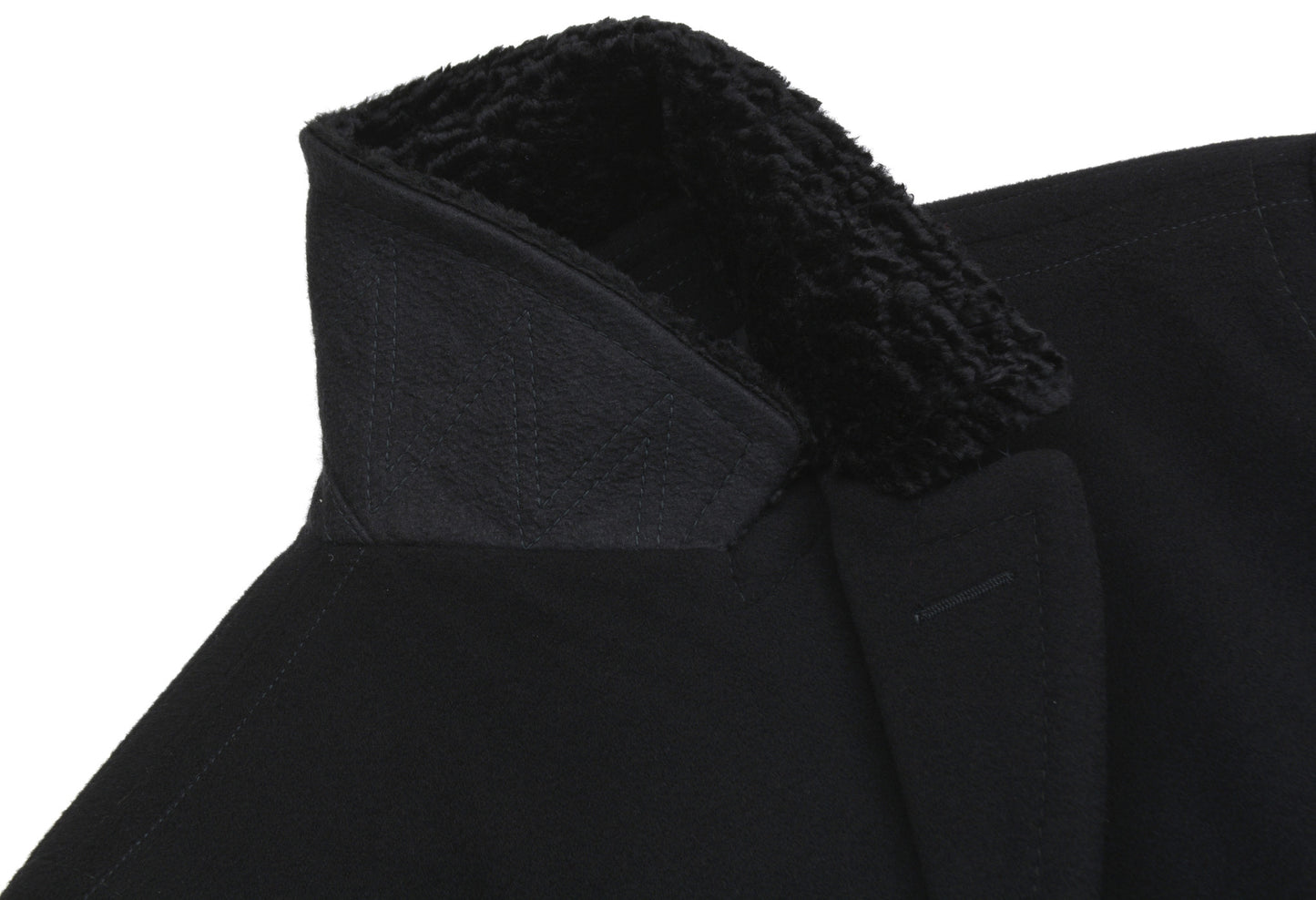 2011 Sartorial Top Coat with Shearling Collar and Pleated Back