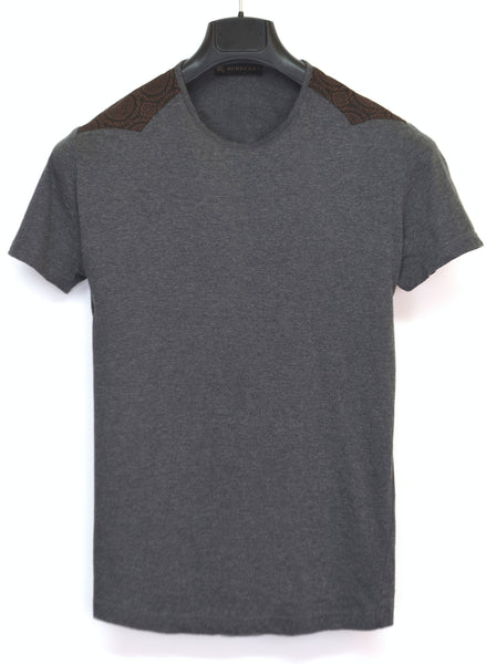 2004 Slim T-Shirt with Patterned Shoulder Panels