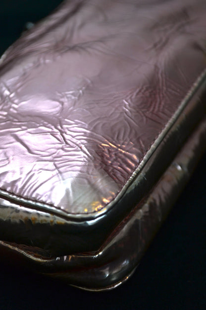 2004 Crushed Metallic Leather Zipped Evening Case