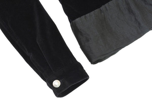 1997 Black Velvet Denim-Style Jacket with Silk Waist Panel