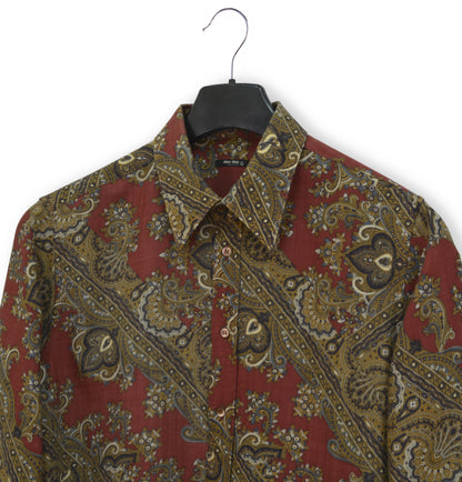 2005 Fitted Shirt in Virgin Wool Twill with Diagonal Paisley Print