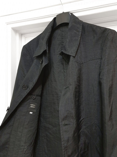 1990s Oversize Western Car Coat in Washed Black Nylon