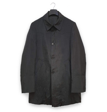 1990s Oversize Western Car Coat in Washed Black Nylon