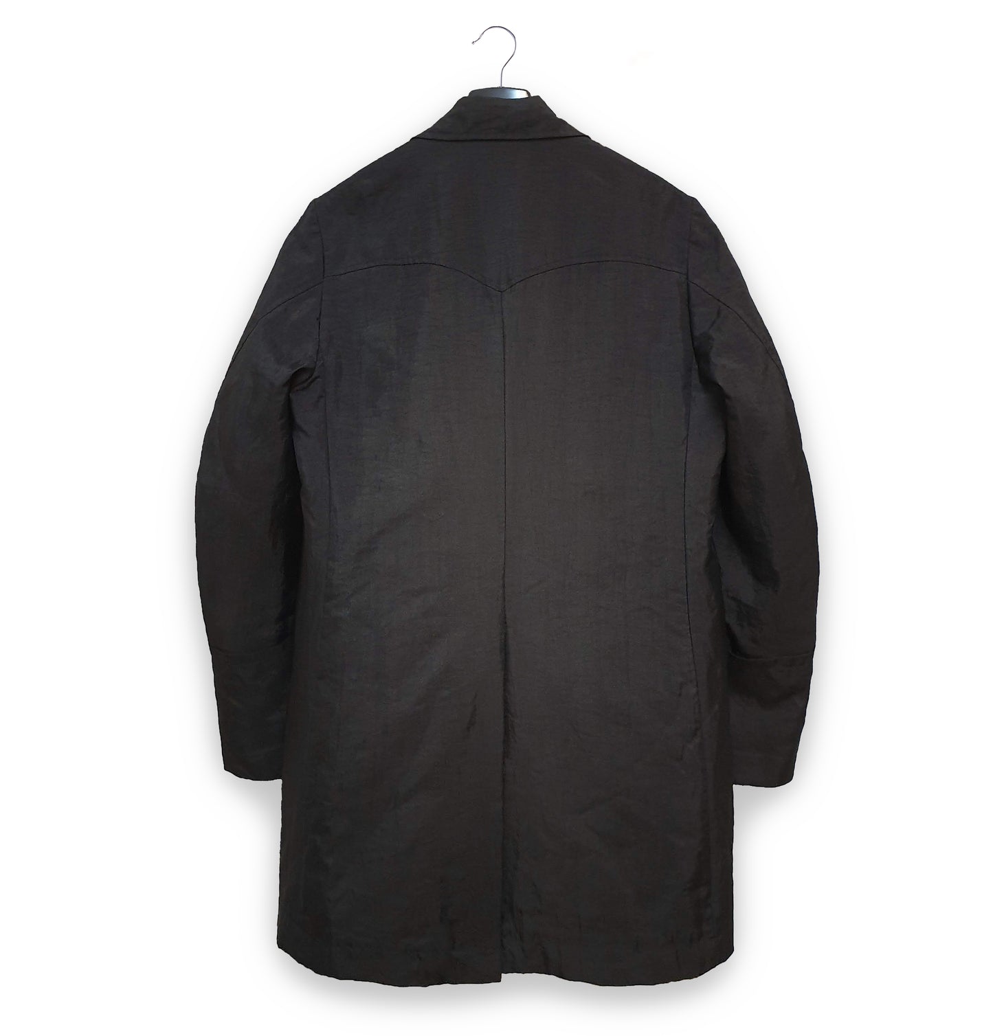 1990s Oversize Western Car Coat in Washed Black Nylon