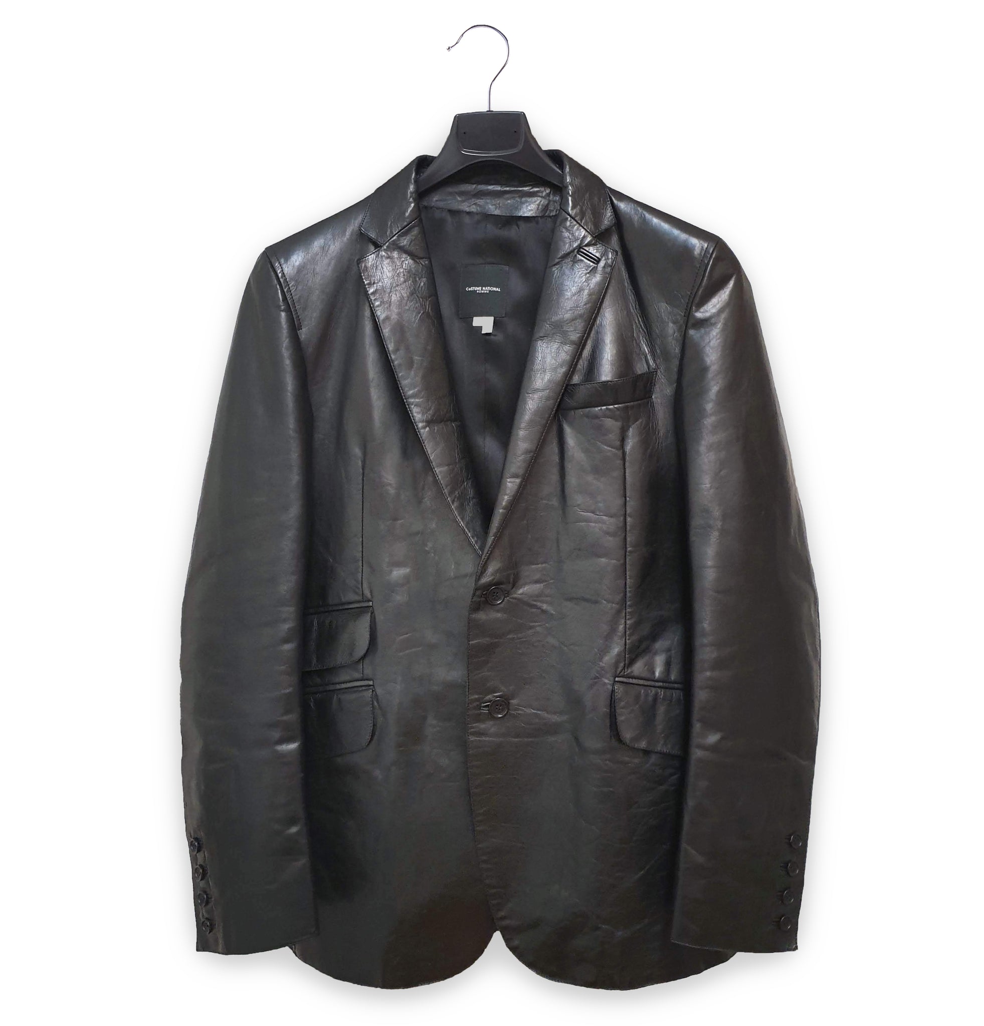 2000 Slanted Pocket Jacket in Structured Polished Calf Leather