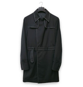 2001 Trench Coat with Contrast Stitching in Fine Wool & Silk