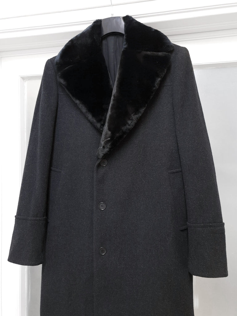 CoSTUME NATIONAL 1990s Asymmetric Chesterfield Coat with Faux Fur