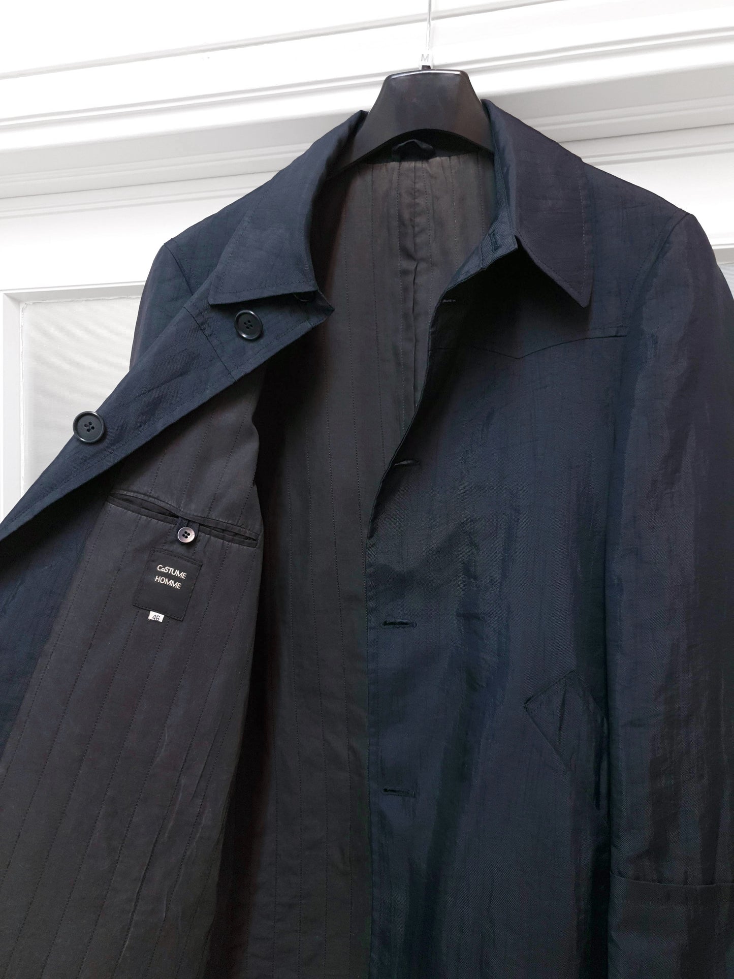 1990s Oversize Western Car Coat in Washed Navy Nylon