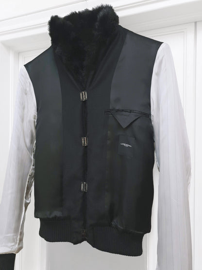 1990s Sartorial Sport Blouson in Faux Fur & Wool Twill