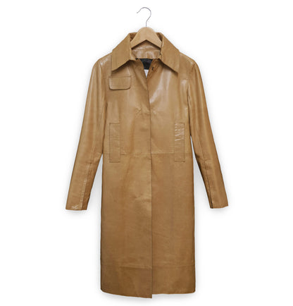 1997 Deconstructed Belted Car Coat in Polished Lamb Leather