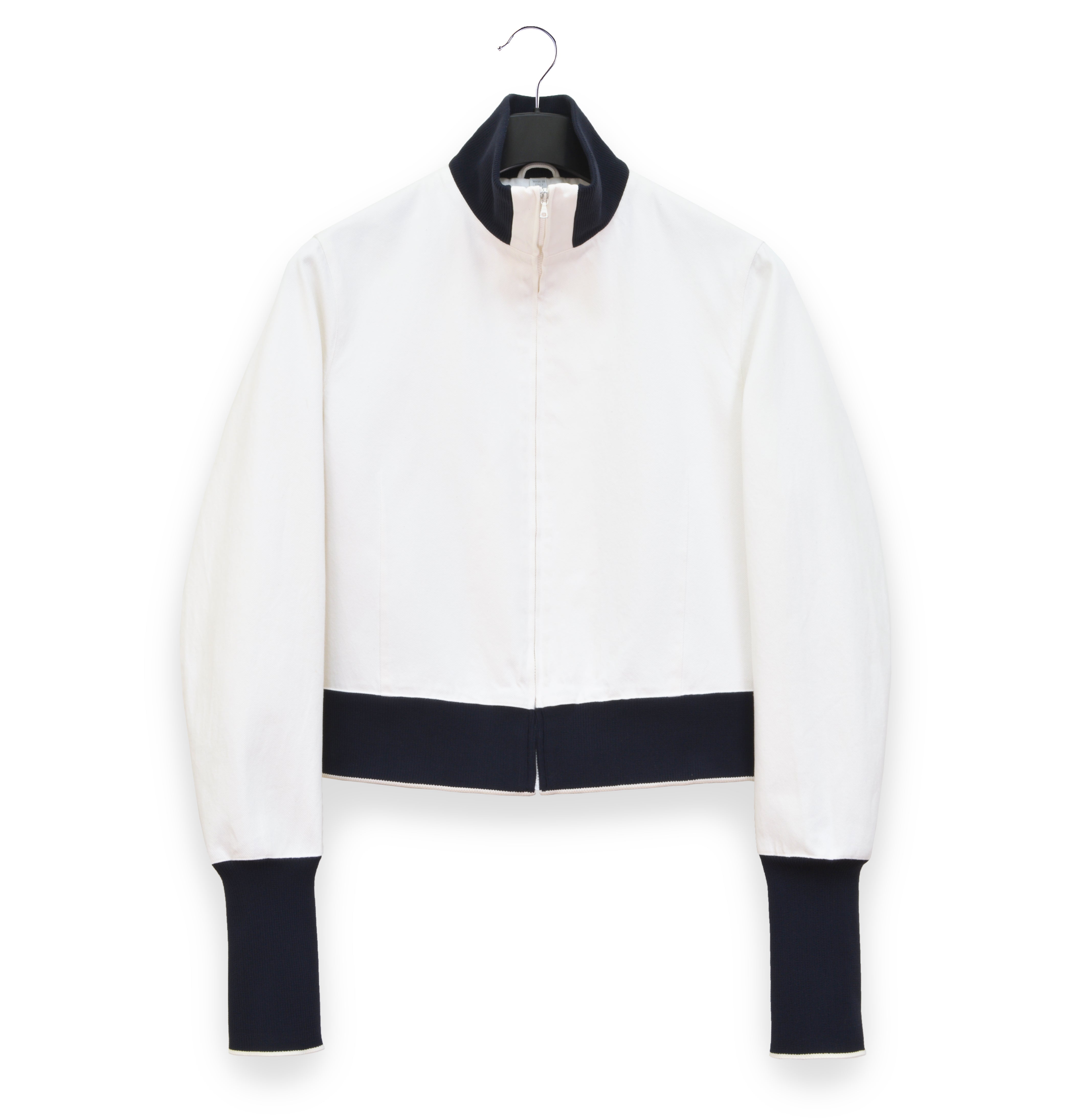 MIU MIU 2000 Funnel Neck Sport Blouson with Elongated Sleeves in Raw Denim  – ENDYMA