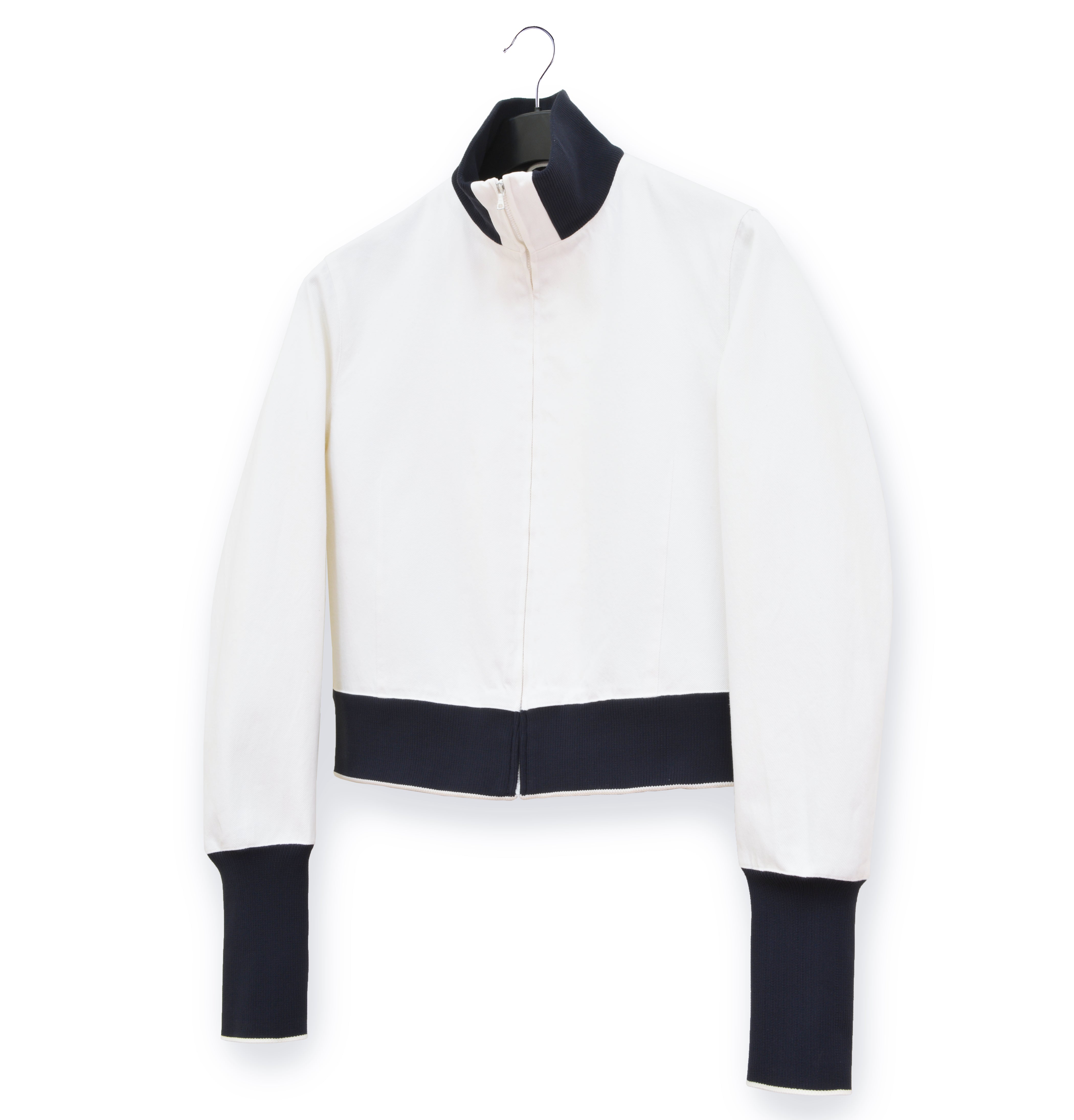 MIU MIU 2000 Funnel Neck Sport Blouson with Elongated Sleeves in Raw Denim  – ENDYMA