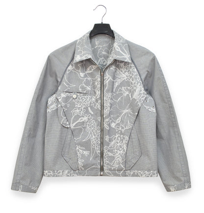 2003 Raincoat Blouson in Floral-Print Micro-Houndstooth Cotton