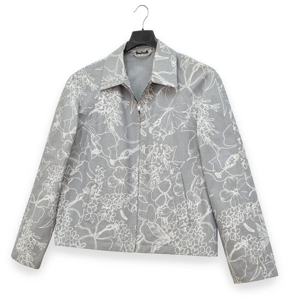 2003 Raincoat Blouson in Floral-Print Micro-Houndstooth Cotton