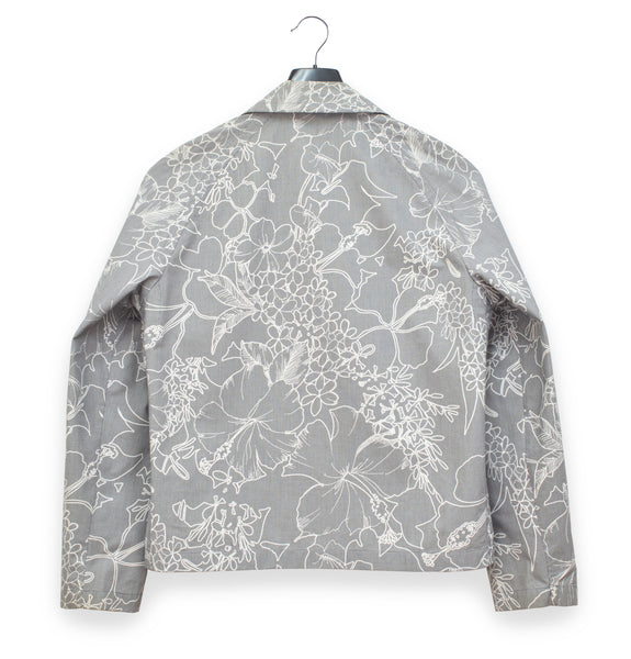 2003 Raincoat Blouson in Floral-Print Micro-Houndstooth Cotton