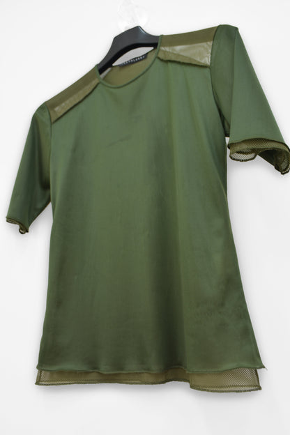 1990s Layered T-Shirt with Shoulder Panels in Extrafine Nylon and Mesh