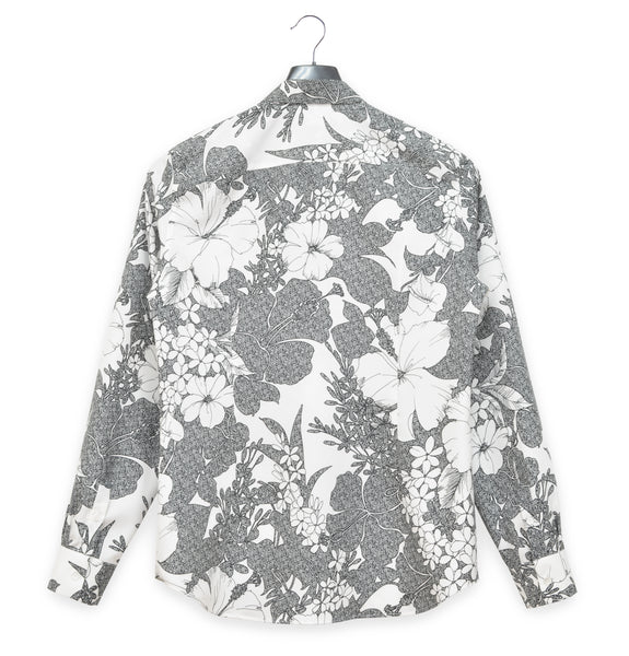 2003 Fitted Shirt in Floral-Print Polyester