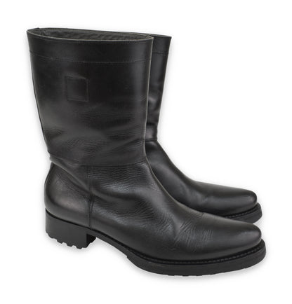 2000s Point Toe Riding Boots with Tread Sole in Heavy Calfskin