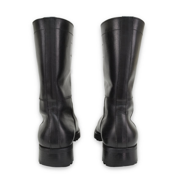 2000s Point Toe Riding Boots with Tread Sole in Heavy Calfskin