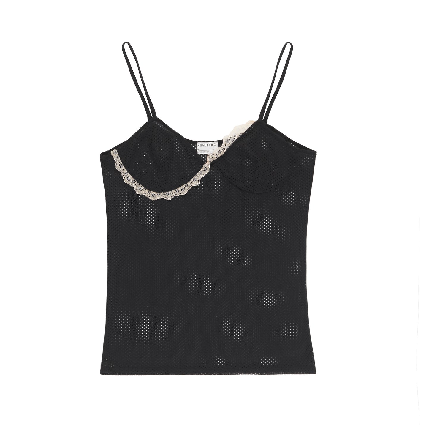 1997 Mesh Strap Top with Asymmetric Lace Application