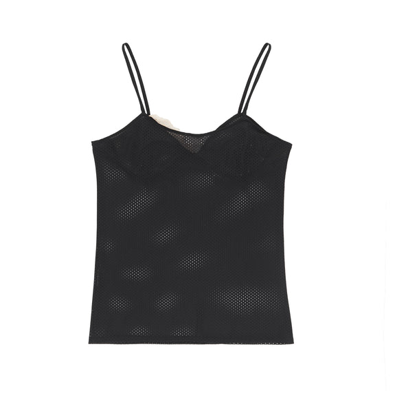 1997 Mesh Strap Top with Asymmetric Lace Application