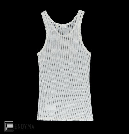 2000 Transparent Stripe Linen Jersey Tank Top with HL Logo