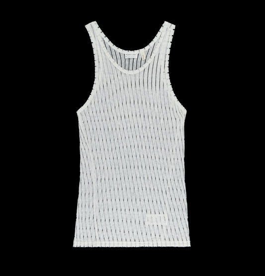 2000 Transparent Stripe Linen Jersey Tank Top with HL Logo