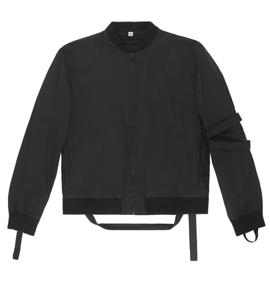 2004 Plastic-Bonded Poplin Bondage Bomber Jacket with Straps