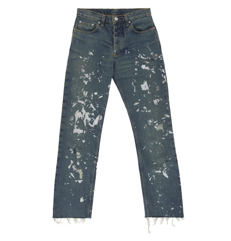 1998 Vintage Sanded Broken Denim Painter Jeans (Medium Wash, Size 26)