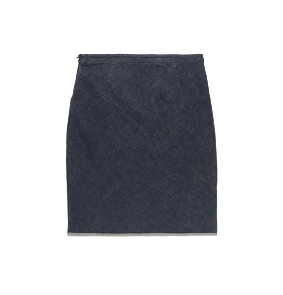1997 Structured Raw Denim Spiral Seam Skirt with Pockets