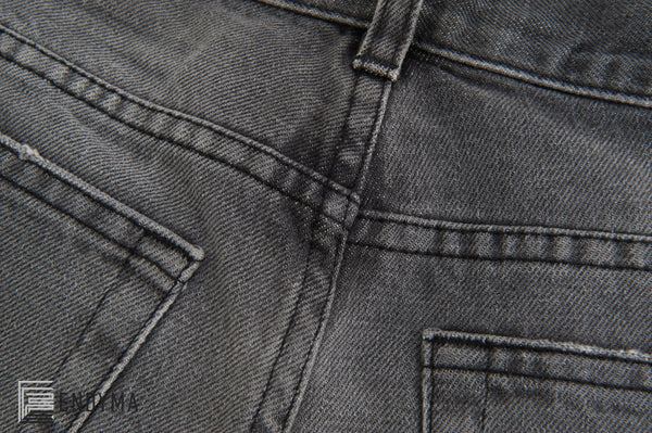 2004 Faded Black Denim Low Waist Boot Cut 7 Pocket Jeans