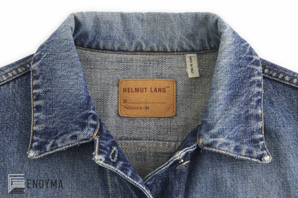 Helmut Lang 1998 Vintage Sanded Broken Denim 3 Slash Pocket Jacket