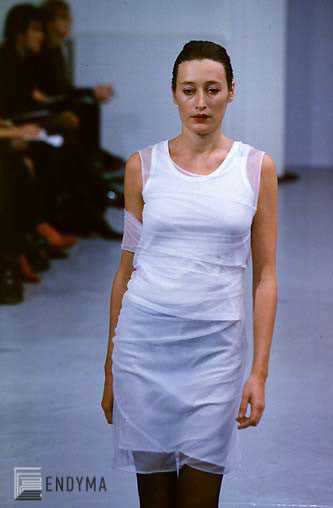 1997 Structured Raw Denim Spiral Seam Skirt with Pockets