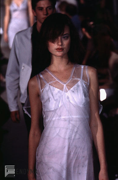 1997 Mesh Strap Top with Asymmetric Lace Application