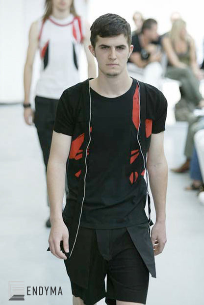 2003 Deconstructed Abstract Patchwork T-Shirt with Leg Straps