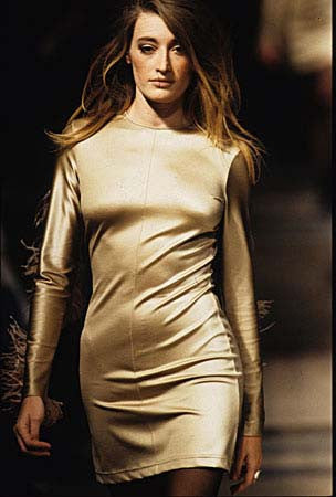 1992 Structured Gold Satin Jersey Slim T-Shirt