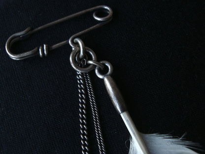 2011 Sterling Silver Feather Brooch with Chains