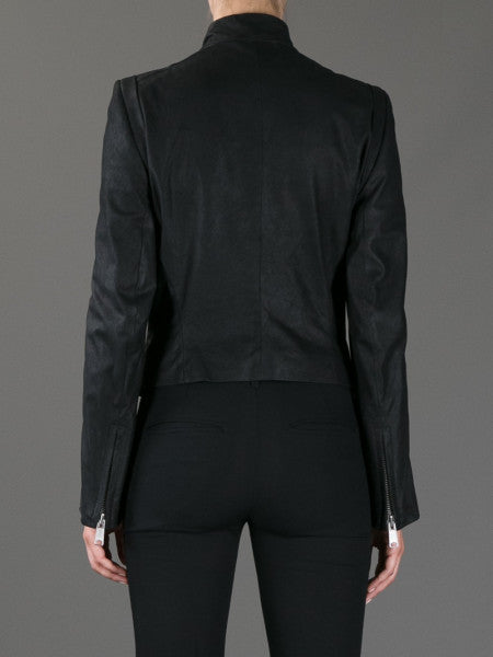 2012 Nubuck Leather 'Angelina' Biker Jacket with Double Zipper