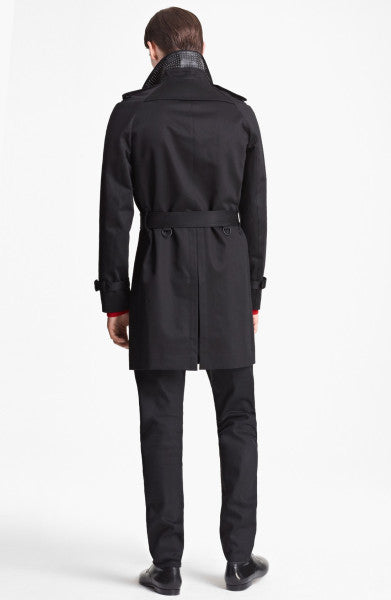 Burberry Prorsum 2013 Structured Cotton Trench Coat with Studded Leather Collar ENDYMA