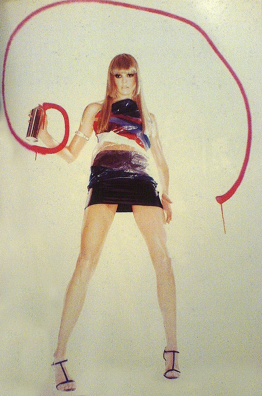 1995 Transparent Plastic Sleeveless Top with Abstract Print