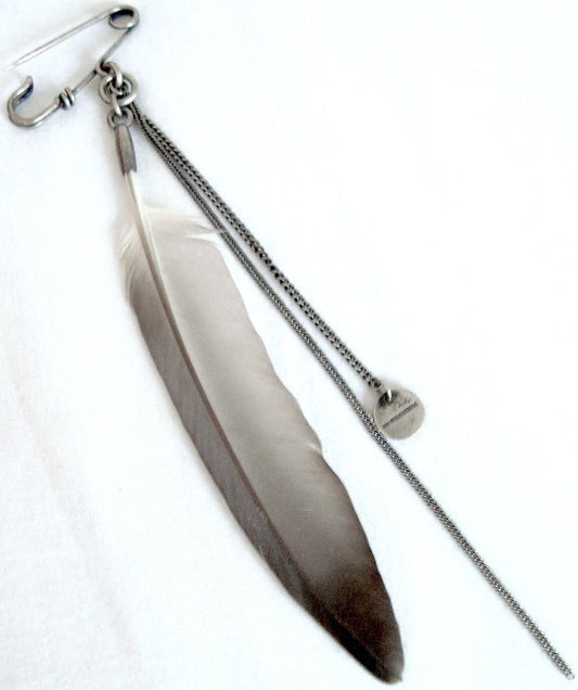 2011 Sterling Silver Feather Brooch with Chains